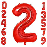 40-Inch Red Number 2 Balloon Large Foil for Birthday Anniversary Party Decor