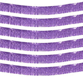 6 Pack 10 Feet Foil Fringe Garland Metallic Tinsel Streamers Banner Wall Hanging Backdrop Banner For Parade Floats, Thanksgiving, Christmas, Birthday, Halloween Party Decorations(Light Purple)