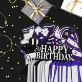 Happy 14th Birthday Decorations,14th Birthday Purple Glitter Shiny Stand Honeycomb Table Centerpieces - Cheers to Fourteen Years Old Birthday Party Photoprop Gift Sign.