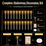 Halloween Floating Candles with Wand, 20 Pcs Flickering LED Hanging Candles