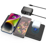 Wireless Charging Pad, Ultra-Slim Triple Charger Station For Multiple 3 Devices & New Airpods Ultra Slim Pu Leather Wireless Charging Mat W/Ac Adapter For Smartphone Phone (Black)