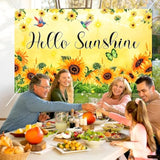 Spring Banner Hello Sunshine Welcome Spring Decorative Backdrop For Spring Summer Party Decorations Indoor Outdoor Home Use 71 * 43 Inchs Sunflower Floral Photo Booth Background