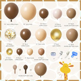 150Pcs Brown Balloons Garland Arch Kit, Different Size Brown Nude Boho Blush Tan Neutral Beige Gold Balloons For Woodland Bear Baby Shower Wedding Jungle Safari Birthday Party Decorations