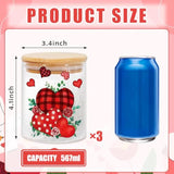 3Pcs Valentine'S Day Glass Storage Jars With Airtight Lid Red Love Heart Gnome Truck Decorative Canisters Sets For Home Kitchen Countertop