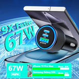 Usb C Car Charger, 2Pack 3-Port 67W Dual Pd Usb-C&Usb-A Car Power Cigarette Lighter Usb Charger 3 In 1 Pd/Qc Type C Fast Car Charging For Iphone 16 16 Pro 15 14 13 12/Galaxy S25 S24/Pixel/Ipad