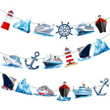Cruise Ship Party Banner 3PCS Nautical Ship Lighthouse Party Decorations Ocean Anchor Cutout Banner for Navigation Sailor Theme Birthday Baby Shower Supplies