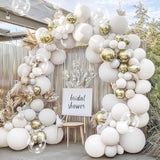 Double Stuffed White Gold Balloon Arch Clear Bobo Garland Kit Party Decorations