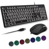 X9 Wired Keyboard And Mouse Combo - Large Print Backlit Keyboard And Mouse For Elderly, Low Vision, Visually Impaired - 7 Led Light Up Color, Lighted Large Letters For Laptop Pc Computer Usb