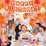 Orange Birthday Decorations Orange White Happy Birthday Banner Balloons Hanging Swirls Fringe Curtain Backdrop For Fall Autumn Harvest Thanksgiving Halloween Party Supplies