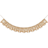 Burlap Joy To The World Banner Happy Winter Holiday Snowfalke Garland Christmas Decoration Supplies