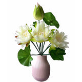 2Pcs Artificial Water Lily Flower Bouquet Silk Nymphaea Tetragona Plant Bunch Lotus For Hotel Shop Office Floral Decoration (White)