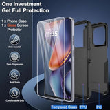 For Moto G 2025 Case, Motorola Moto G 5G 2025 Case, With Glass Screen Protector, 15Ft Military-Grade Drop Protection, Dual Layer Full Body Shockproof Phone Case, Black