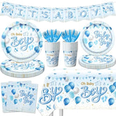 Blue Baby Shower Decorations For Boy, It'S A Boy Baby Shower Party Supplies With Baby Boy Plates Napkins Cups Banner Tablecloth For Baby Boy Gender Reveal Baby Shower Party Decor