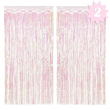 Set of 2 Iridescent Fringe Foil Curtains for Bachelorette, Bridal Shower & Party Backdrops