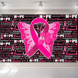 Breast Cancer Awareness Backdrop Banner, Pink Ribbon Decor, 72 x 43 Inches