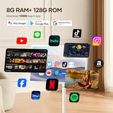 27-Inch Portable Smart Tv On Wheels With Touch Screen Monitor | 8G Ram +128G Storage | 8-Core Cpu Qualcomm | Built-In 6-8H Battery | 8Mp Webcam | Android 13 Os | Full Swivel Rotation | Remote Control