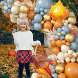 Fall Balloon Garland Kit: Dusty Blue, Orange & Gold, Leaf Balloons