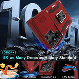 Case For Samsung Galaxy S23 Ultra With Slide Camera Cover,Rotated Ring Kickstand Military Grade Shockproof Protective Cover-Red