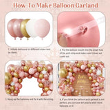 154Pcs Rose Gold Balloons Arch Garland Kit, Bachelorette Pink And Gold Confetti Balloons With Star Heart For Women Girls Birthday Wedding Bridal Baby Shower Mother'S Day Party Decorations