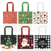 6 Pcs Christmas Canvas Tote Bags Santa Claus Xmas Tree Buffalo Plaid Reusable Gift Goodie Bags Aesthetic Grocery Shopping Pouch For Winter Holiday Presents Wrapping Storage, Assorted Sizes