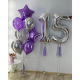 40 Inch Silver 15 Number Balloons Giant 15 Or 51 Balloons Silver Birthday 15 Balloons 15Th Birthday Anniversary Party Decorations Supplies