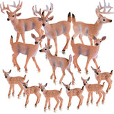 12 Pieces Deer Figurines Toy Realistic Deer Family Figurines Forest Animals Figures Miniature Woodland Creatures Miniature Cake Toppers For Christmas Birthday Party Bridal Shower