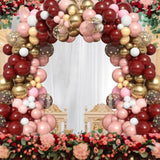 Burgundy & Rose Gold Balloon Garland Kit: Party Decor with Tools