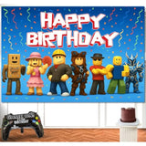 Video Game Birthday Banner 6x4ft Pixel Backdrop for Boys Party