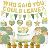 Farewell Party Decorations, Green Gold Who Said You Could Leave Banner Cake Toppers Balloons Hanging Swirls, Going Away Retirement Leaving Party Decorations, Coworker Goodbye Party Supplies