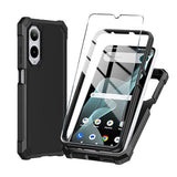 For Cricket Debut S3 Phone Case/At&T Vista 2 Case With Tempered Glass Screen Protector,Slim Soft Silicone Full-Body Protective Cover (Cricket Debut S3, Black)