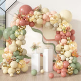 Dusty Pink Balloon Arch Kit: Peach, Green & Gold Party Garland