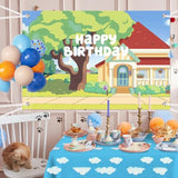 118 Pcs Dog Blue Party Decorations – Paw Balloon Garland, Backdrop & Tablecloth