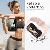 2-Pack For Samsung Galaxy Fit 3 Screen Protector Case, Full Protective Tempered Glass Screen Protector Cover Case For Samsung Galaxy Fit 3 Smartwatch For Women Men (Black/Black)