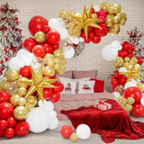 161Pcs Red Gold And White Balloons Garland Arch Kit - 5/10/12/18In Red, Gold, White, Explosion Star Balloons For Valentine'S Day Birthday Engagements Anniversary Party Decoration