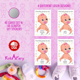 Baby Shower Girl Scratch Off Poop Game, Easy To Play Silly Games, Funny Idea, Ice Breaker Activity. Raffle Cards, Pink Pacifier, Set Of 40 Cards Made In Usa