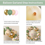 Sage Green & Pink Balloon Garland Kit with Butterflies and Eucalyptus  153pcs Party Decor