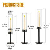 Black Candle Holders 12Pc Hurricane Candlestick Holders,Taper Candle Holders With Glass Candle Cover For Wedding Table Centerpiece Decoration Christmas Party