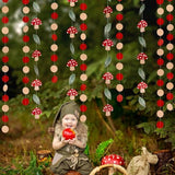 Mushroom Party Garland Woodland Decorations Fairy Tale Banners Enchanted Forest Hanging Streamers For Birthday Baby Shower Bridal Garden Home Classroom Jungle Wonderland Decor Supplies 4Pcs