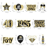40th Birthday Hanging Swirl Decorations: Black & Gold 1985 Vintage Theme