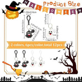 12Pcs Halloween Theme Keychain Cartoon Ghost Keyrings With Bell Charm Pvc Pendants Hanging Key Chain Keyrings For Wallet Backpack Charm Decorations Pendant Supplies Black White