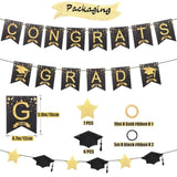 Graduation Decorations Class Of 2025, 12Pcs Black And Gold Balloons With Swirl And Garland Congrats Grad 2025 Banner For College High School Graduation Party Supplies