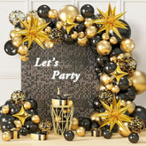 126 Pcs Black Gold Balloon Arch Kit Metallic Confetti Party Decor
