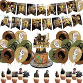 Rings Party Decor Set with Banner, Cake Topper, Cupcake Toppers & Balloons