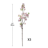 39" Tall Cherry Blossom Branches For Vase Faux Cherry Flowers Light Pink Peach Blossom For Floral Arrangements Artificial Apple Blossom Silk Tall Stems For Home Wedding Table Decor-3 Pcs