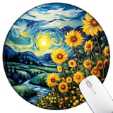 Sunflower Mouse Pad For Desk, Floral Small Mousepad With Non-Slip Rubber Base, Round Travel Mouse Pads For Wireless Mouse Laptop, Computer Mouse Mat For Gaming Home Office Desk Accessories