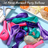 36-Pc Mermaid Balloon Set Purple, Pink, Teal & Confetti Decor