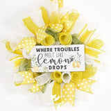 Yellow Polka Dot Burlap Ribbon Wired Edge Ribbon 2.5 Inch X 10 Yards Y