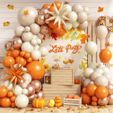 Fall Thanksgiving Balloon Arch Kit Orange Beige White Gold for Baby Shower Party Decor