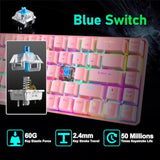 60% Mechanical Gaming Keyboard And Mouse Combo With Mouse Bungee Mouse Pad,Mini 68 Keys Wired Type C 18 Backlit Effects,Lightweight Rgb 6400Dpi Honeycomb Mice(Pink/Blue Switch)