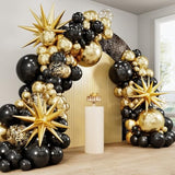 140Pcs Black Gold Balloons Set β Confetti & Star Balloons for Party Decor